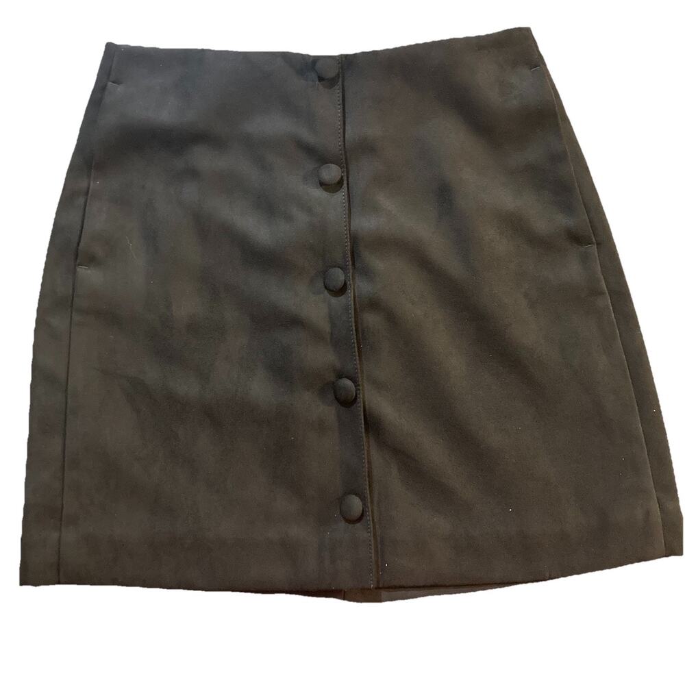 J.Crew Faux-Suede Button-Front A-Line Skirt WITH POCKETS